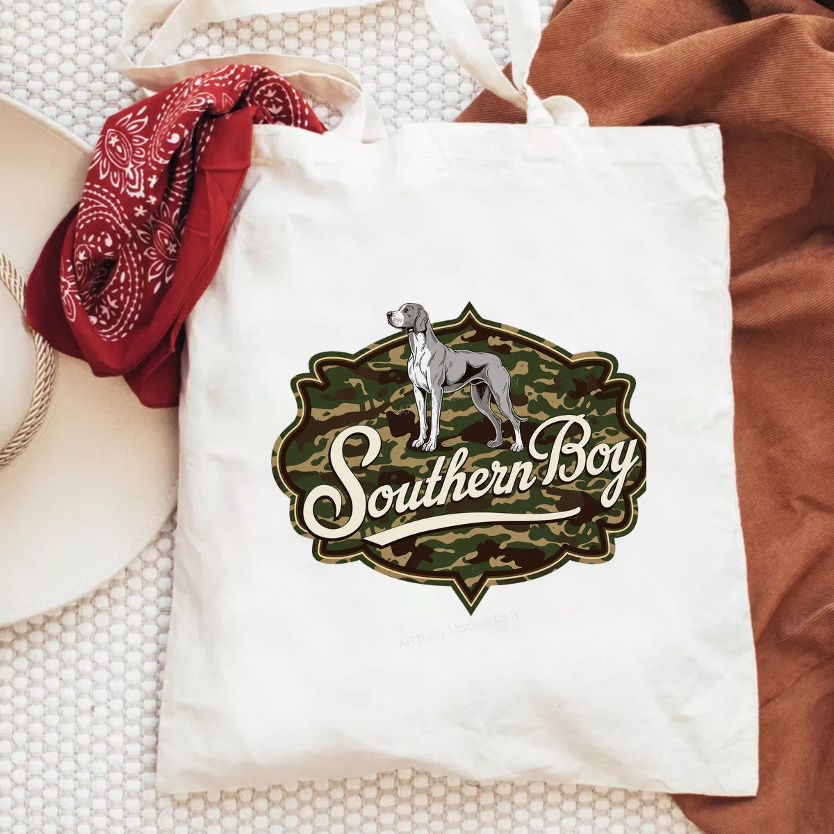 DTF Heat Transfer Southern Boy Hunting Dog Camo Badge Graphic for T Shirts Hoodies and Tote Bags - 6