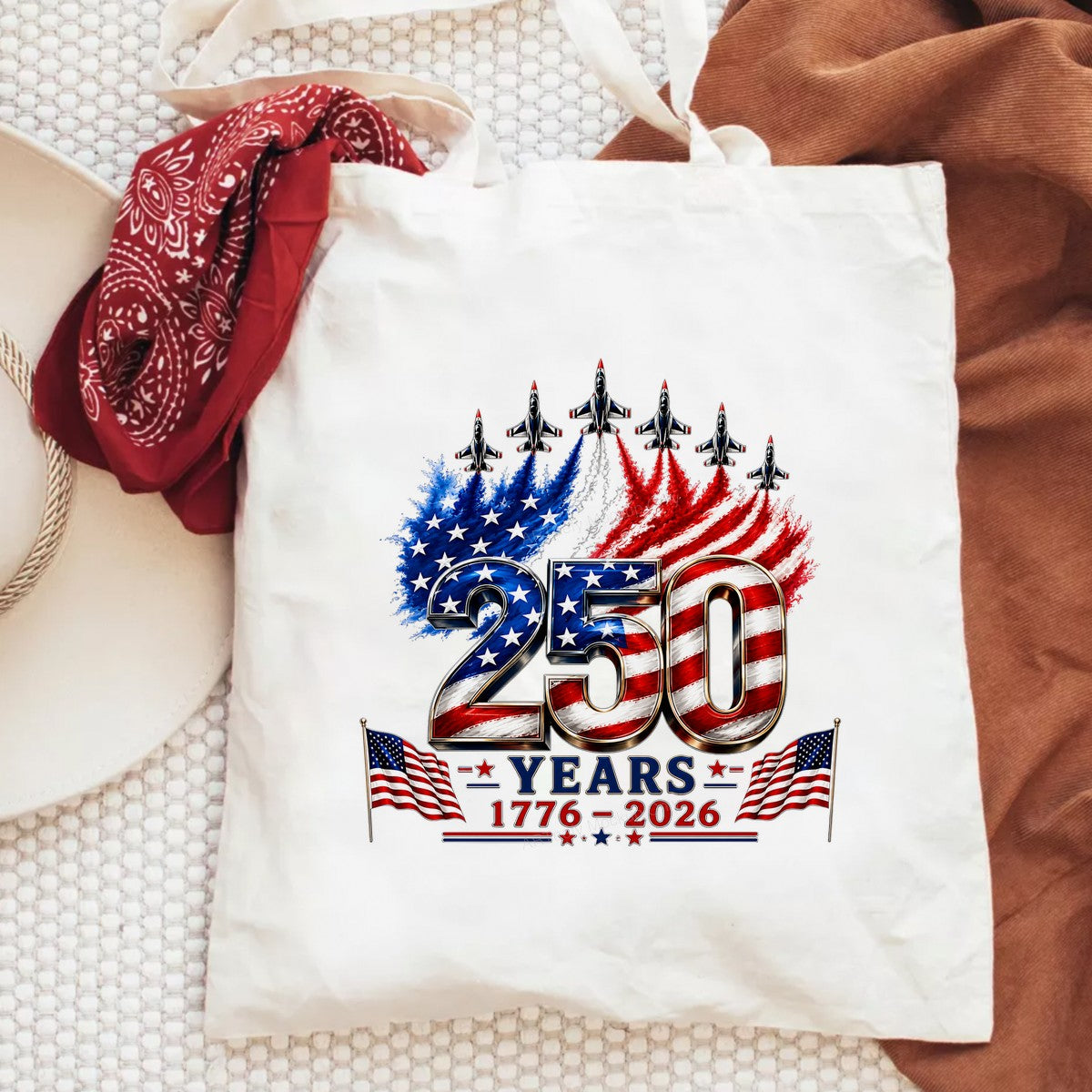 DTF Heat Transfer USA 250 Years 1776 2026 Patriotic Flag and Jets Graphic for T Shirts Hoodies and Tote Bags - 6