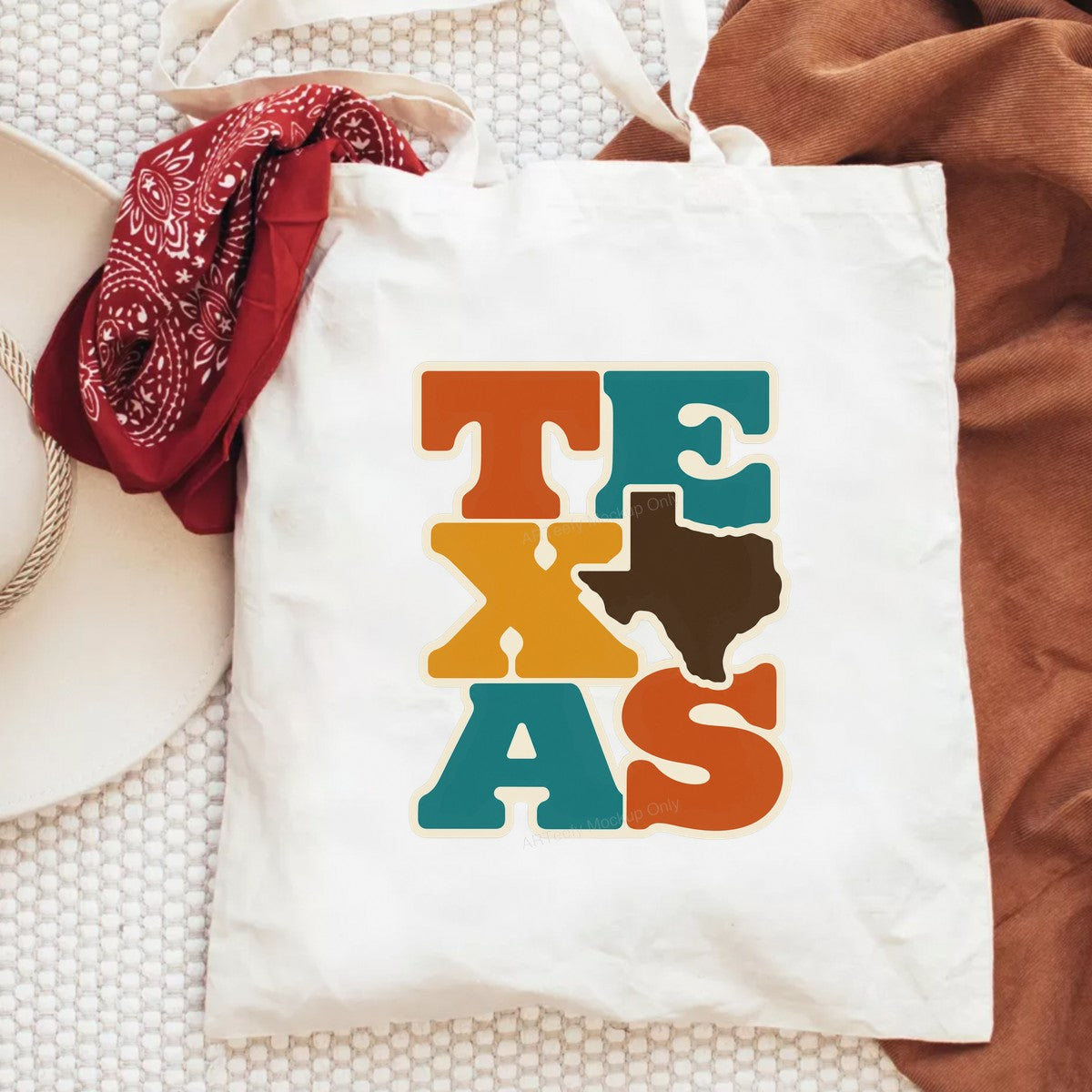 DTF Heat Transfer Texas State Shape Retro Block Letter Graphic for T Shirts Hoodies and Tote Bags - 6