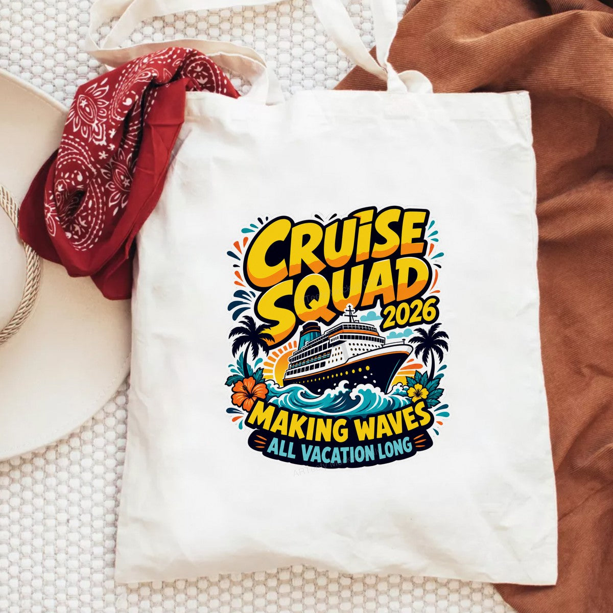 DTF Heat Transfer Cruise Squad 2026 Making Waves Cruise Ship Graphic for T Shirts Hoodies and Vacation Apparel - 6