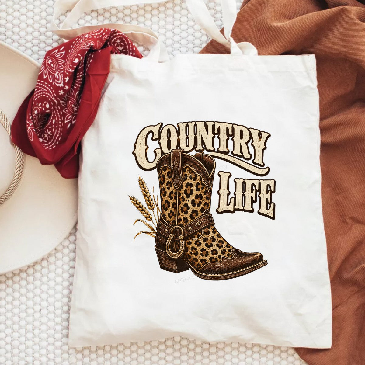 Western Heat Transfer Country Life Leopard Cowgirl Boot Graphic for T Shirts Hoodies and Tote Bags - 6