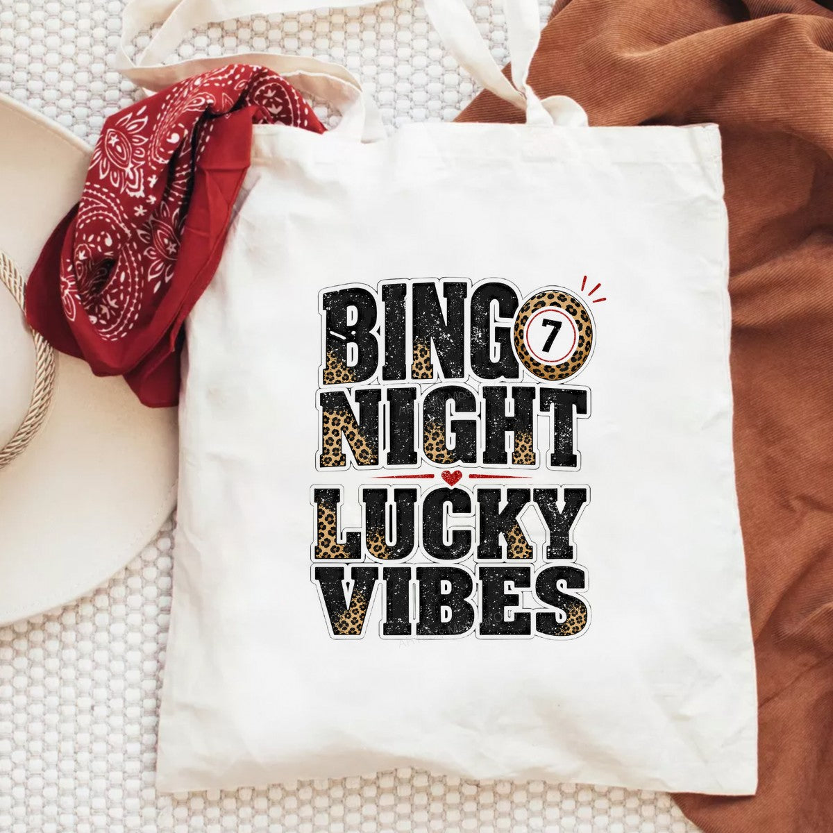 DTF Heat Transfer Bingo Night Lucky Vibes Leopard Print Graphic for T Shirts Hoodies and Tote Bags - 6