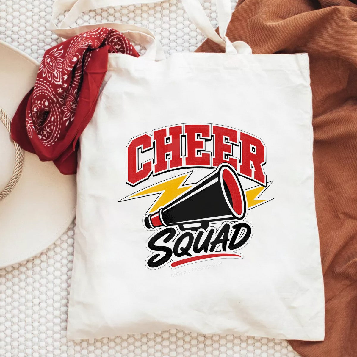 DTF Transfer Cheer Squad Megaphone with Lightning Graphic for T Shirts Hoodies and Team Spirit Apparel - 6