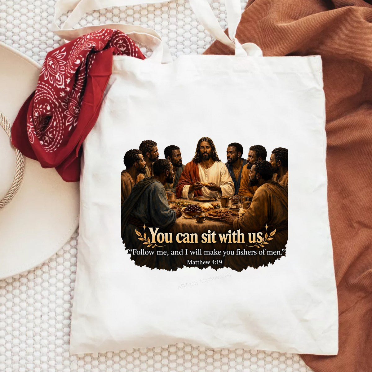 Christian Heat Transfer “You Can Sit With Us” Last Supper Scripture Graphic for T Shirts Hoodies and Christian Apparel - 6