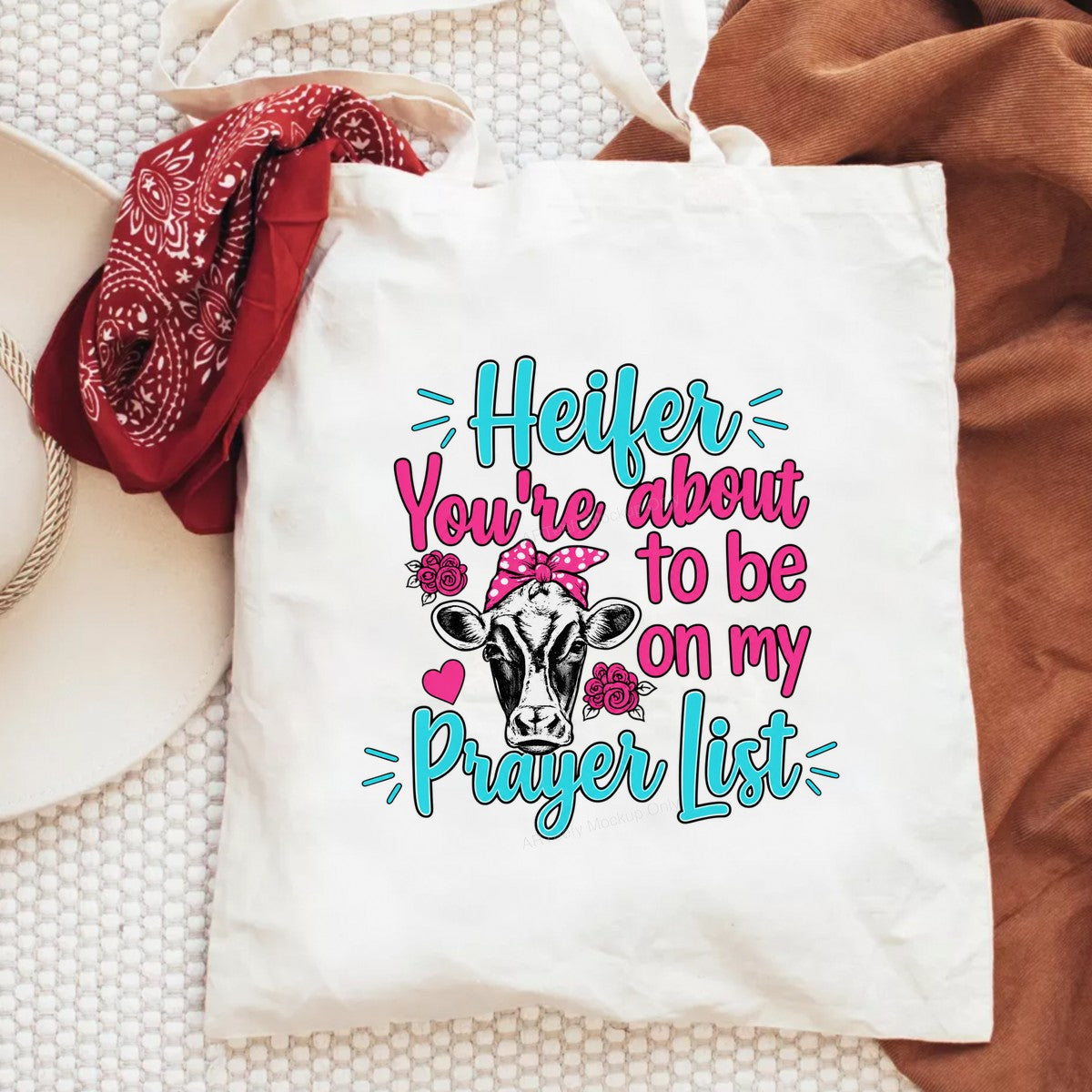 DTF Heat Transfer Heifer You’re About To Be On My Prayer List Cow Graphic for T Shirts Hoodies and Gifts - 6