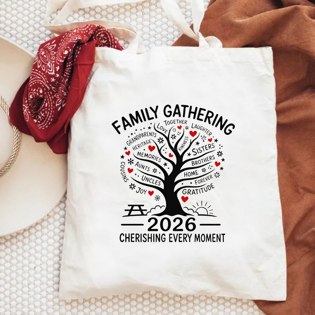 DTF Transfer Family Gathering 2026 Cherishing Every Moment Tree Graphic for Reunion T Shirts Hoodies and Tote Bags - 6