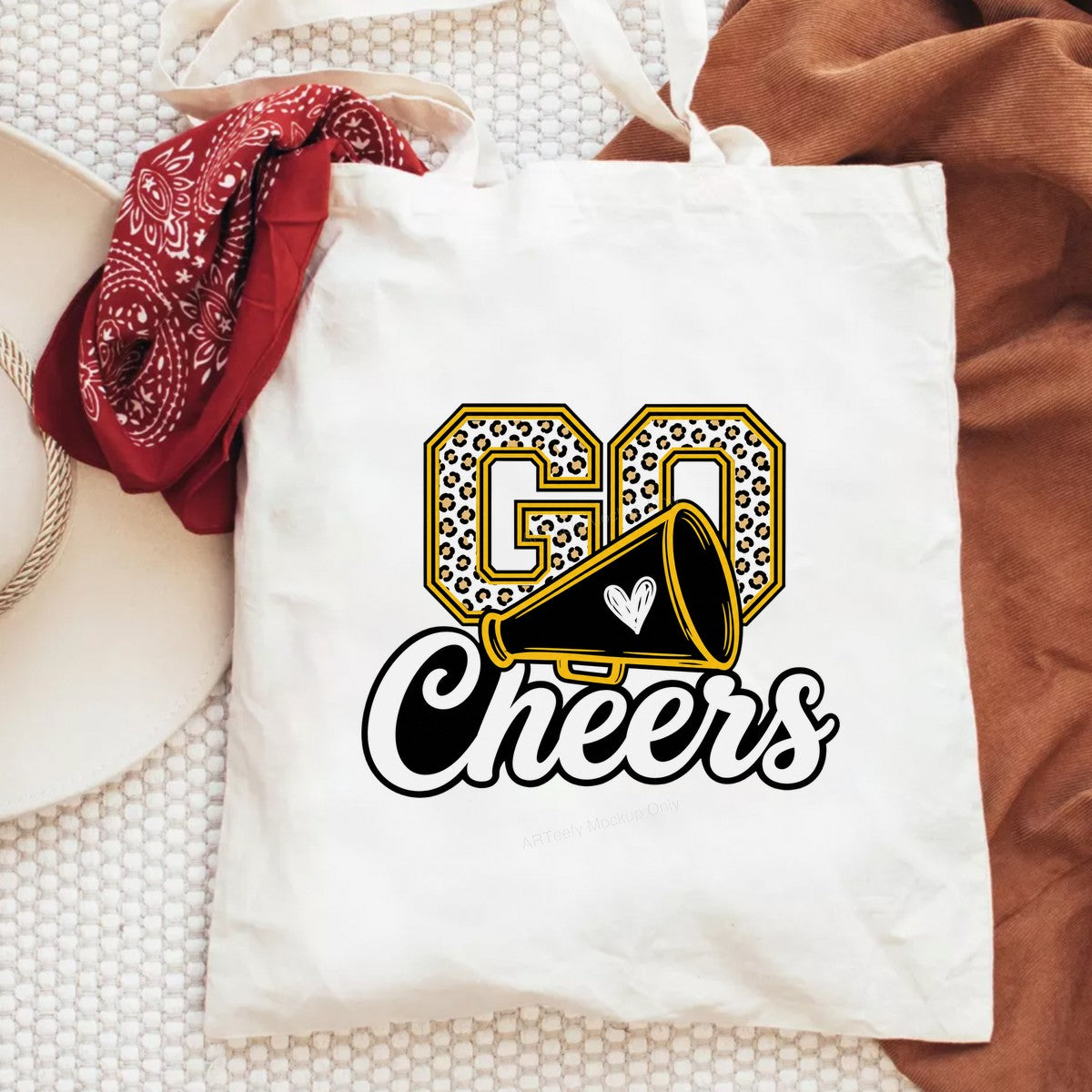 DTF Transfer Go Cheers Leopard Print Megaphone Graphic for T Shirts Hoodies and Game Day Apparel - 6