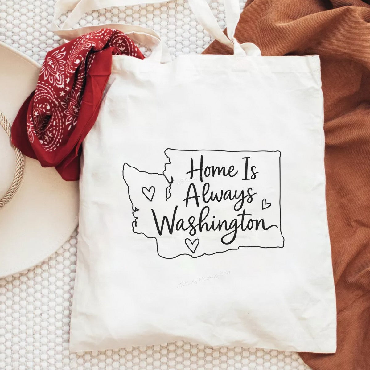 DTF Transfer Home Is Always Washington State Outline Heart Graphic for T Shirts Hoodies and Tote Bags - 6