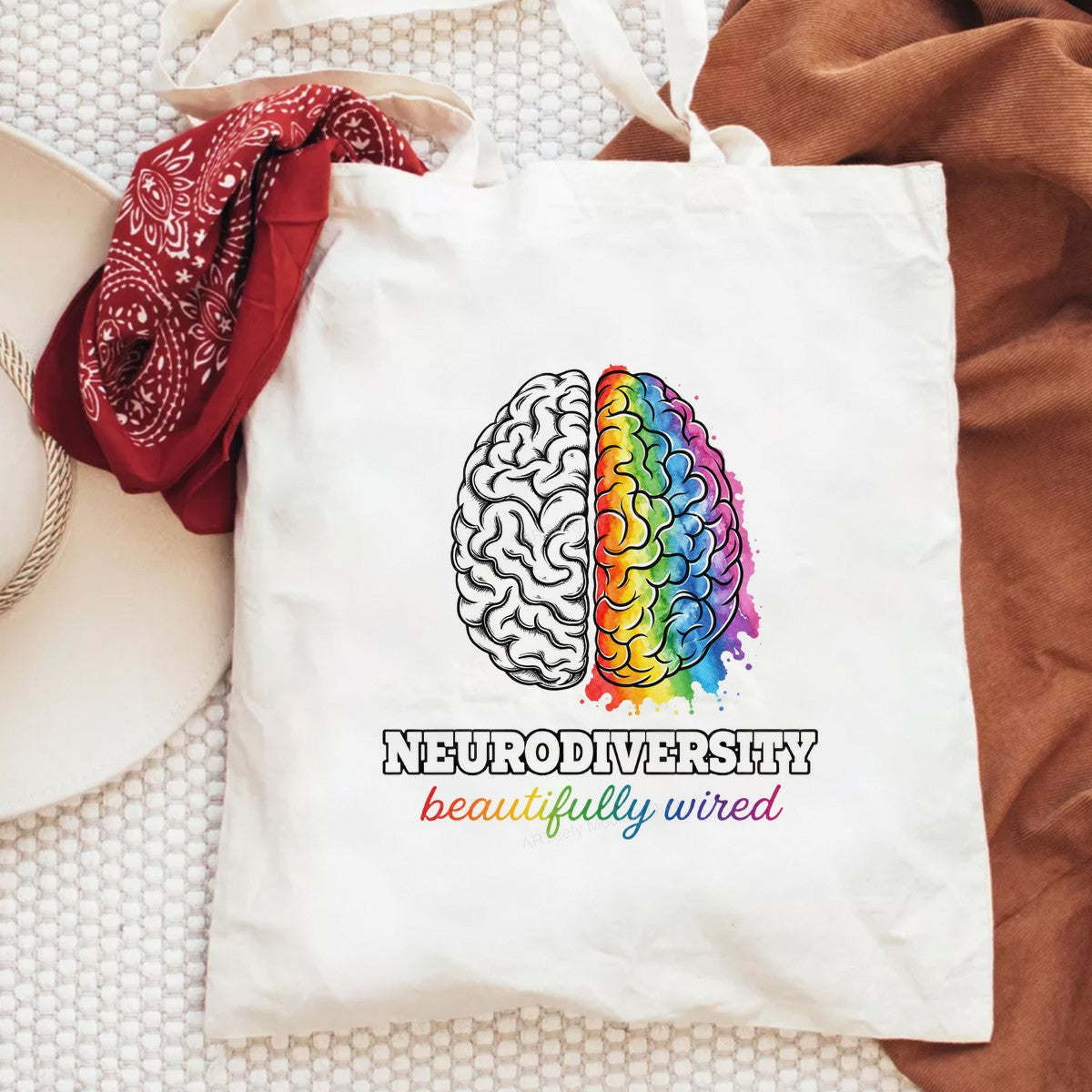 DTF Transfer Neurodiversity Beautifully Wired Rainbow Brain Graphic for T Shirts Hoodies and Tote Bags - 6