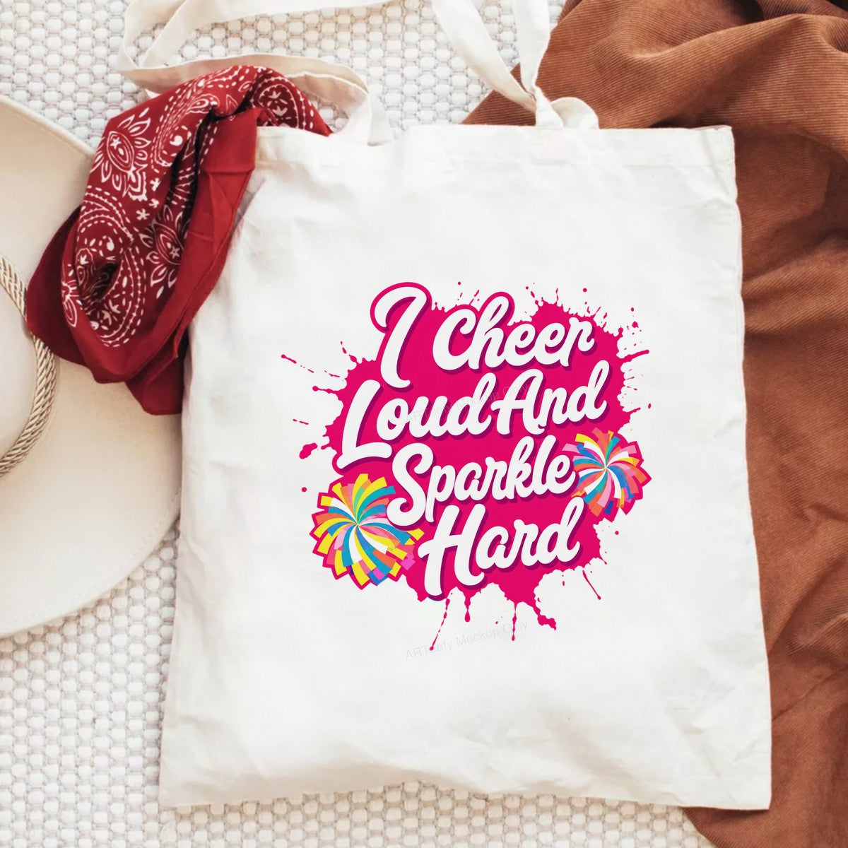 DTF Transfer I Cheer Loud And Sparkle Hard Cheerleader Quote Pink Splatter Graphic for T Shirts Hoodies and Tote Bags - 6