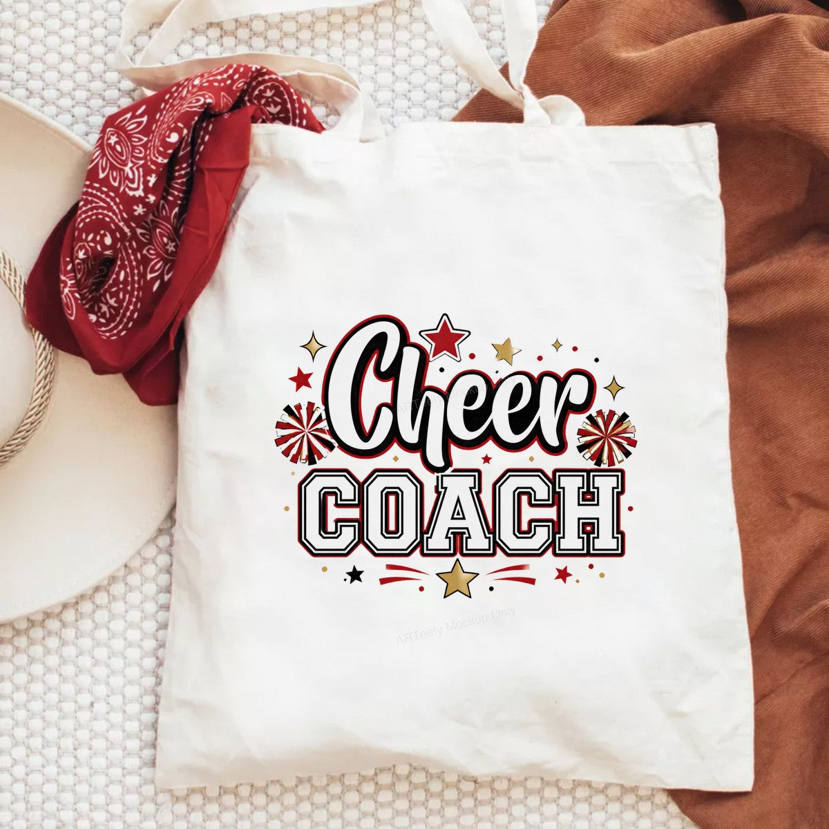 DTF Transfer Cheer Coach Pom Pom and Star Graphic for T Shirts Hoodies and Game Day Apparel - 6