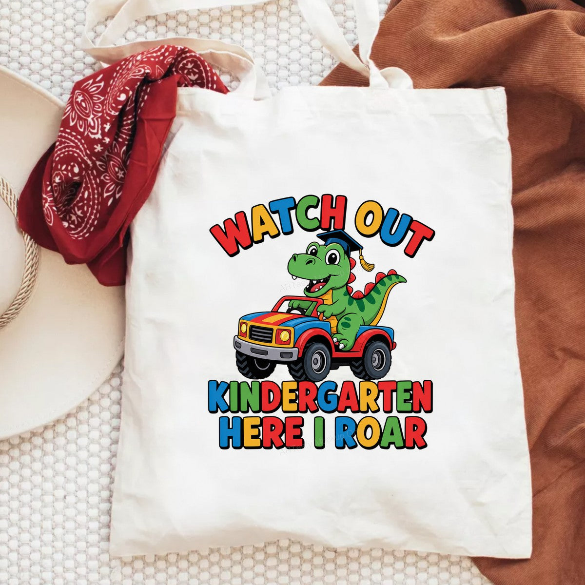DTF Transfer Watch Out Kindergarten Here I Roar Dinosaur in Car Graphic for Back to School Shirts and Hoodies - 6