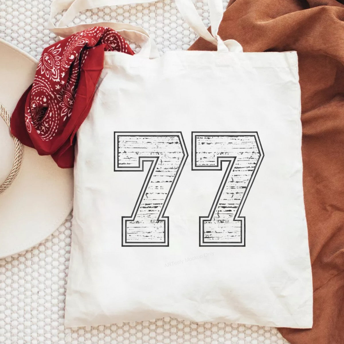 DTF Transfer Distressed Number 77 Bold Athletic Graphic for Sports Jerseys T Shirts and Hoodies - 6