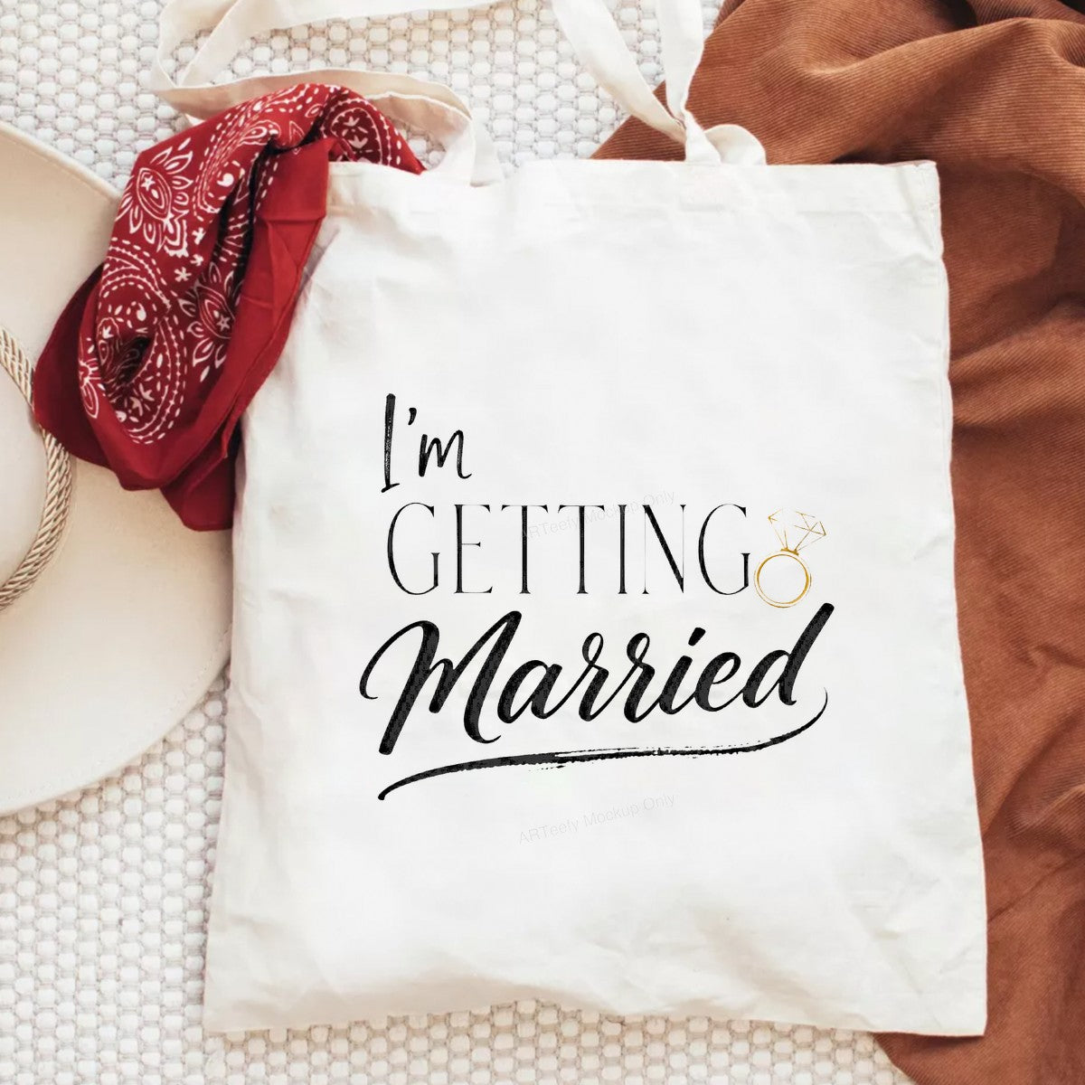 DTF Transfer I’m Getting Married Quote with Gold Ring Script Design for Bridal Shirts and Engagement Party Apparel - 6