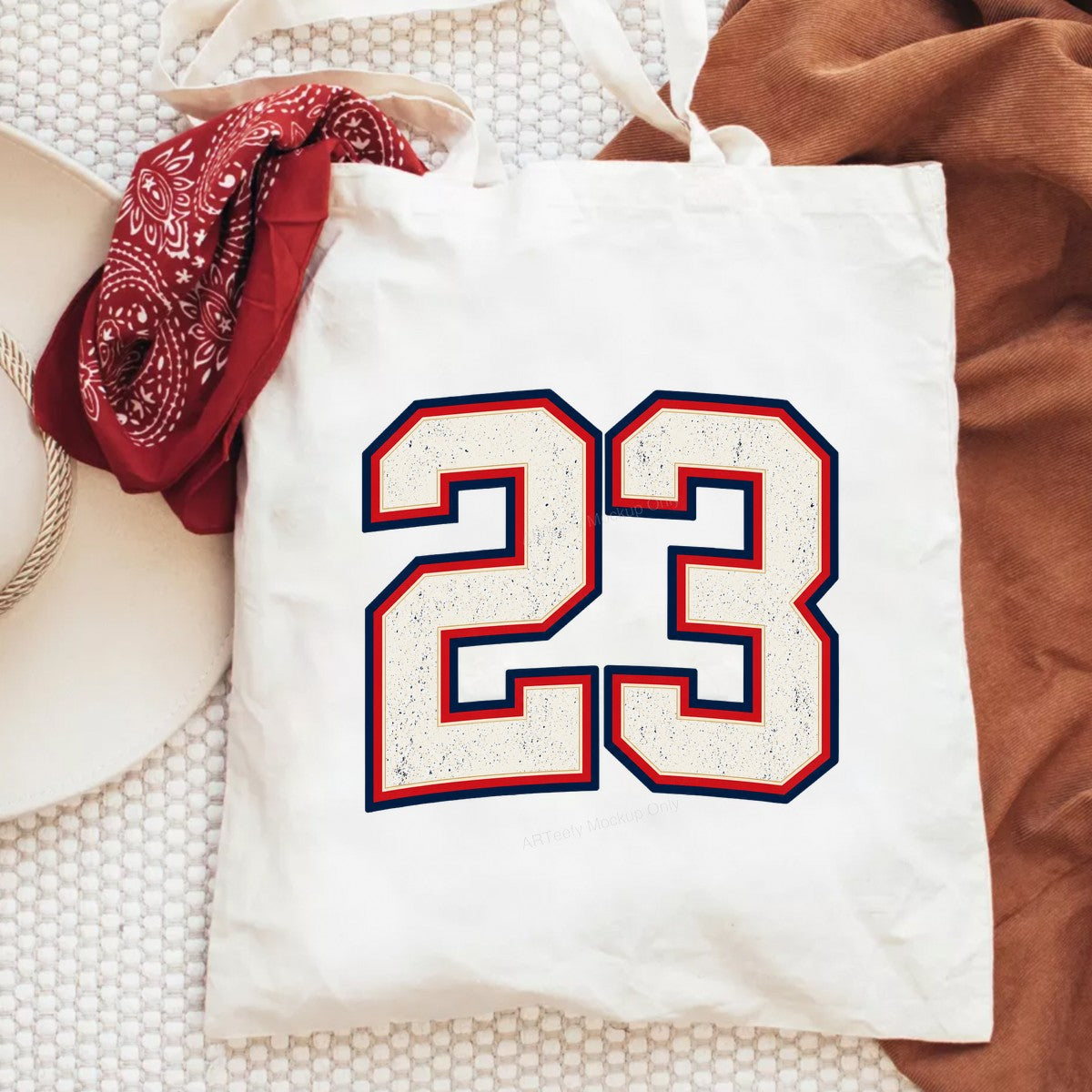 DTF Transfer Vintage Jersey Number 23 Navy Red Outline Graphic for T Shirts Hoodies and Sports Apparel - 6