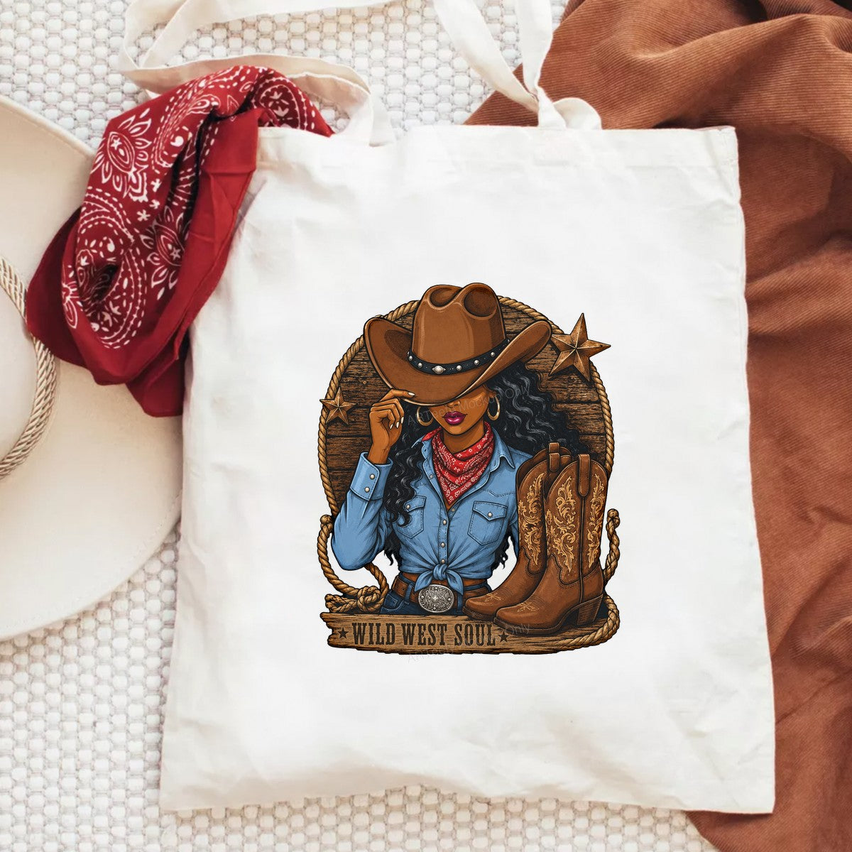 Western Heat Transfer Wild West Soul Cowgirl with Boots Rustic Graphic for T Shirts Hoodies and Tote Bags - 6
