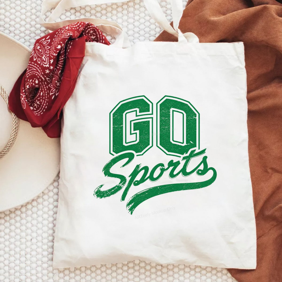 DTF Transfer Go Sports Retro Green Varsity Text Graphic for Game Day T Shirts and Hoodies - 6