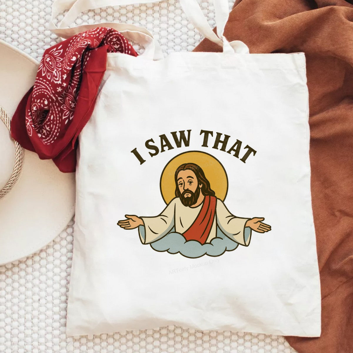 Christian Heat Transfer “I Saw That” Cartoon Savior Graphic for T Shirts Hoodies and Gifts - 6