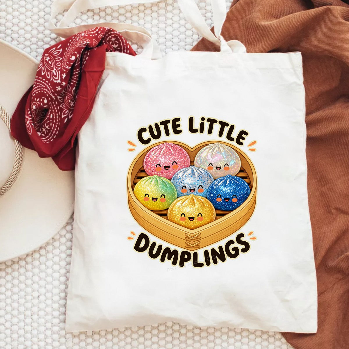 DTF Transfer Cute Little Dumplings Quote Glitter Cartoon Graphic for T Shirts Hoodies and Tote Bags - 6