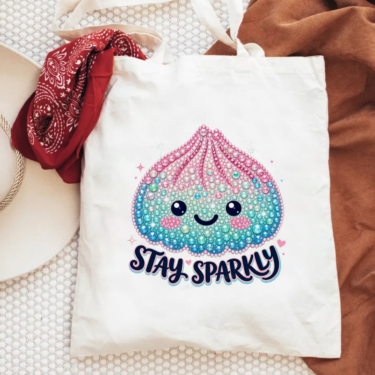 DTF Heat Transfer Stay Sparkly Kawaii Gem Dumpling Graphic for T Shirts Hoodies and Tote Bags - 6