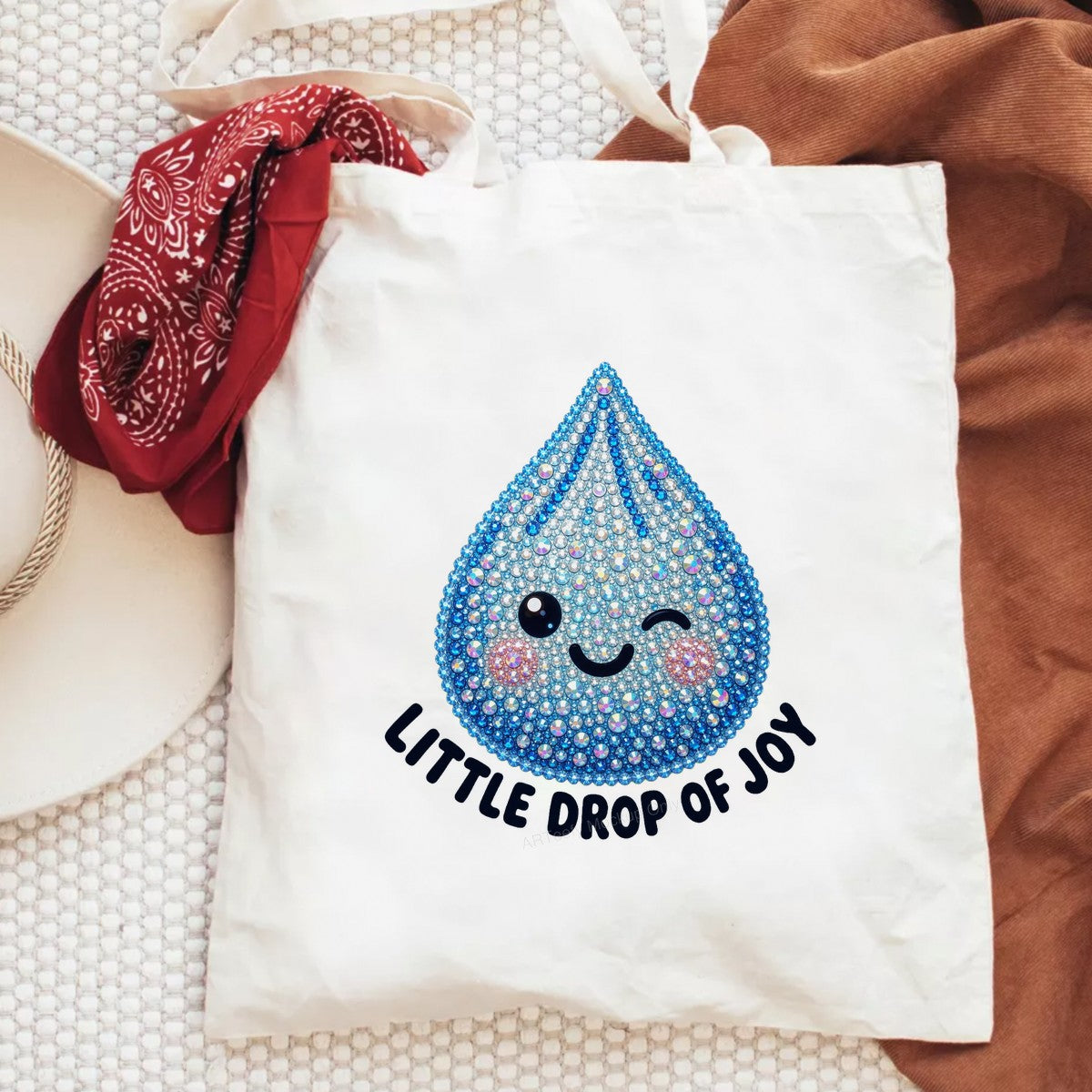 DTF Heat Transfer Little Drop of Joy Kawaii Rhinestone Water Drop Graphic for T Shirts Hoodies and Tote Bags - 6