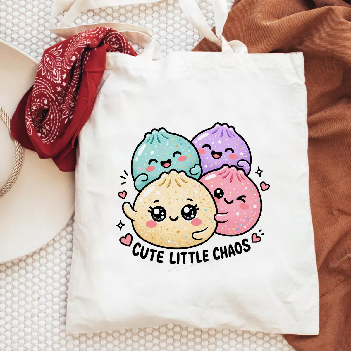 Funny Graphic Transfer Cute Little Chaos Dumpling Squad Pastel Kawaii Glitter Art for T Shirts Hoodies and Tote Bags - 6