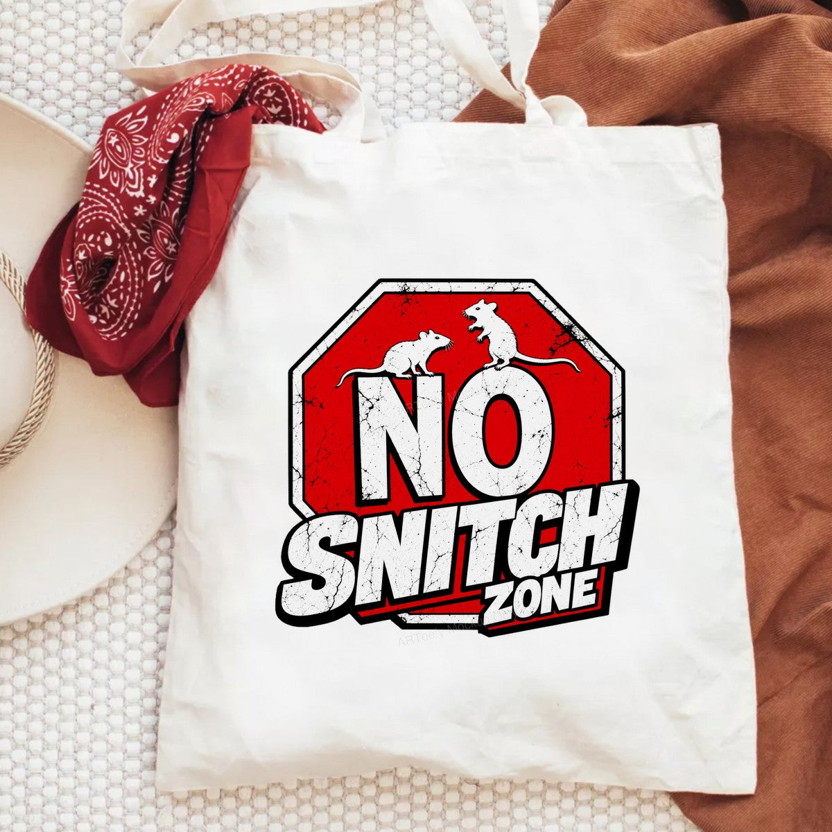 Funny Graphic Transfer No Snitch Zone Rat Sign Distressed Red Stop Sign Design for T Shirts Hoodies and Streetwear - 6