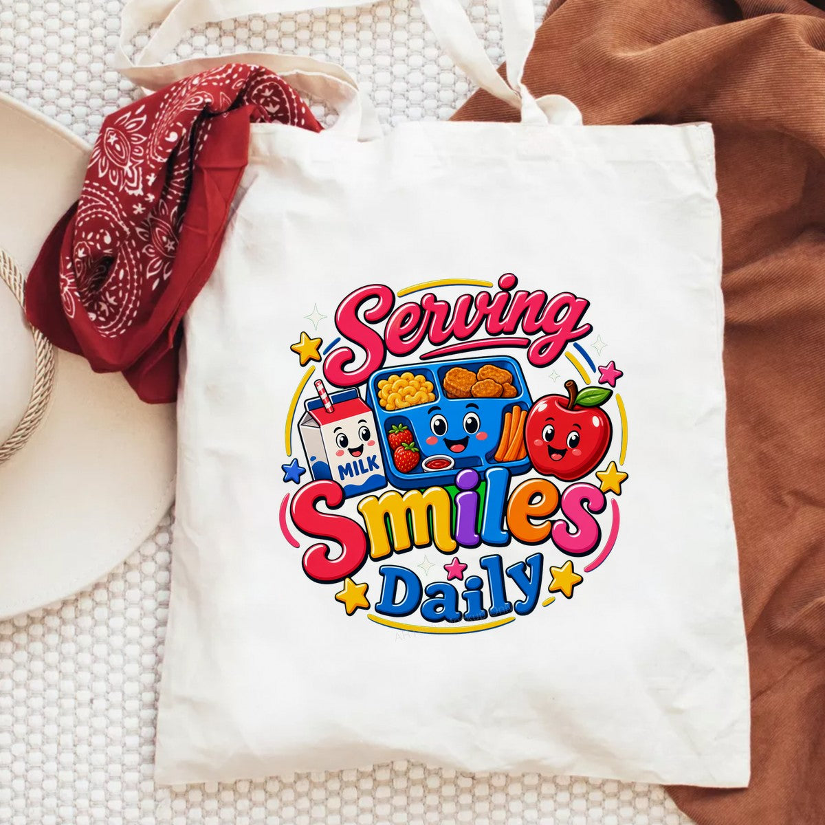 DTF Transfer Serving Smiles Daily School Lunch Tray Cartoon Graphic for T Shirts Hoodies and Teacher Apparel - 6