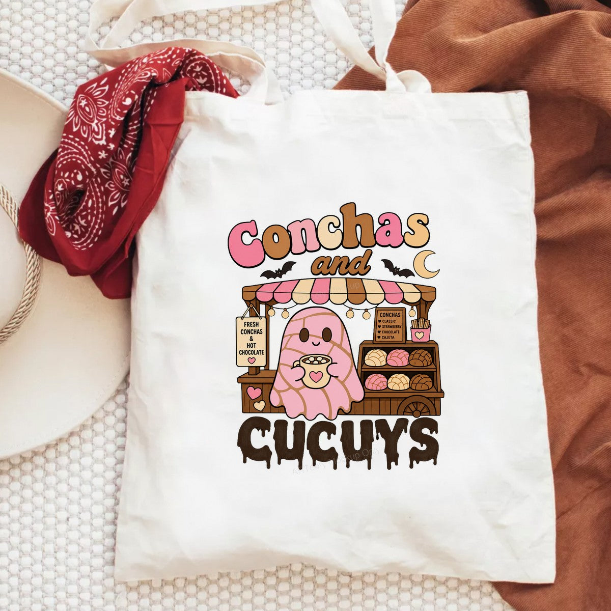 Funny Graphic Transfer Conchas and Cucuy Bakery Ghost Cartoon Design for T Shirts Hoodies and Tote Bags - 6