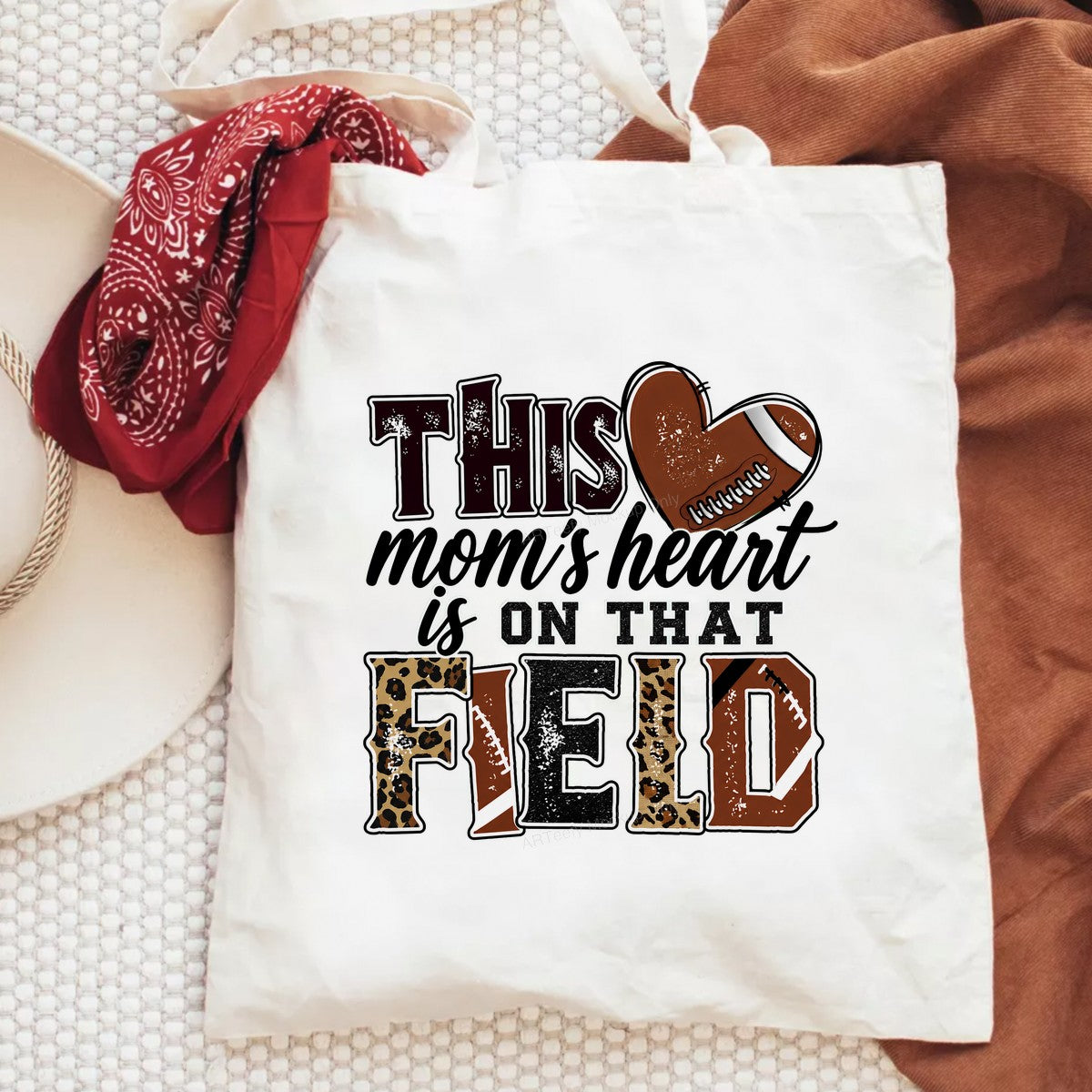 DTF Transfer This Mom’s Heart Is On That Field Football Leopard Print Graphic for T Shirts Hoodies and Game Day Apparel - 6
