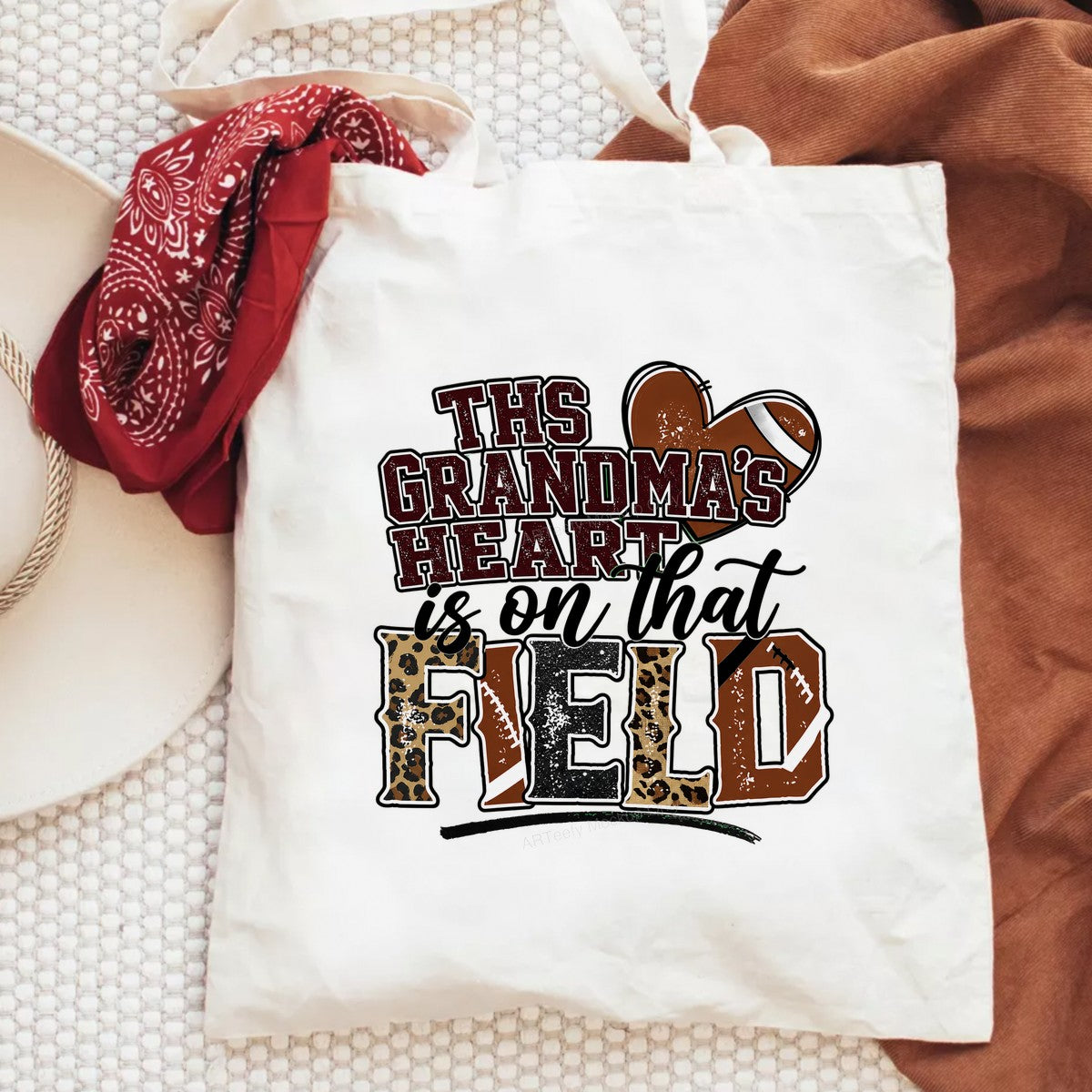 DTF Transfer This Grandma’s Heart Is On That Field Football Leopard Print Graphic for T Shirts Hoodies and Game Day Apparel - 6