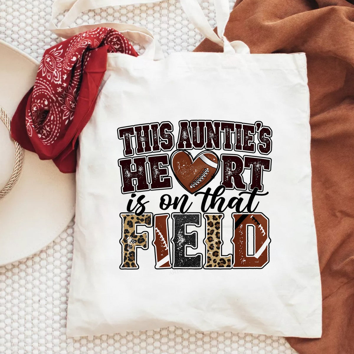 DTF Transfer This Auntie’s Heart Is On That Field Football Leopard Print Graphic for T Shirts Hoodies and Game Day Apparel - 6