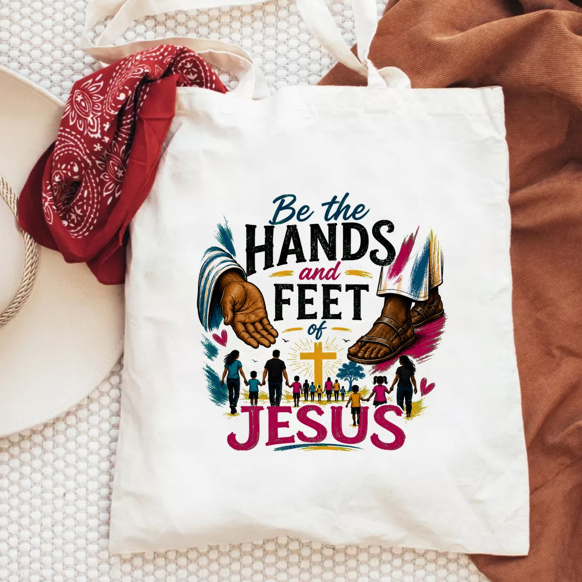 Christian Heat Transfer Be the Hands and Feet of Jesus Cross Graphic for Christian Apparel and Gifts - 6