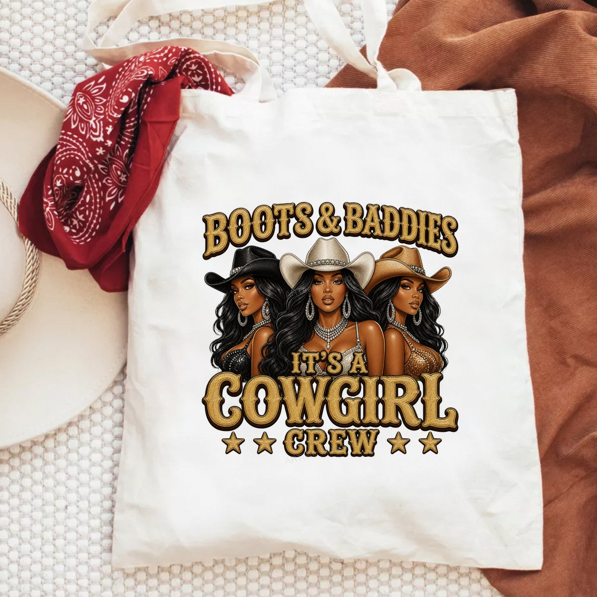 Western Heat Transfer Boots & Baddies Cowgirl Crew Glitter Graphic for T Shirts Hoodies and Tote Bags - 6