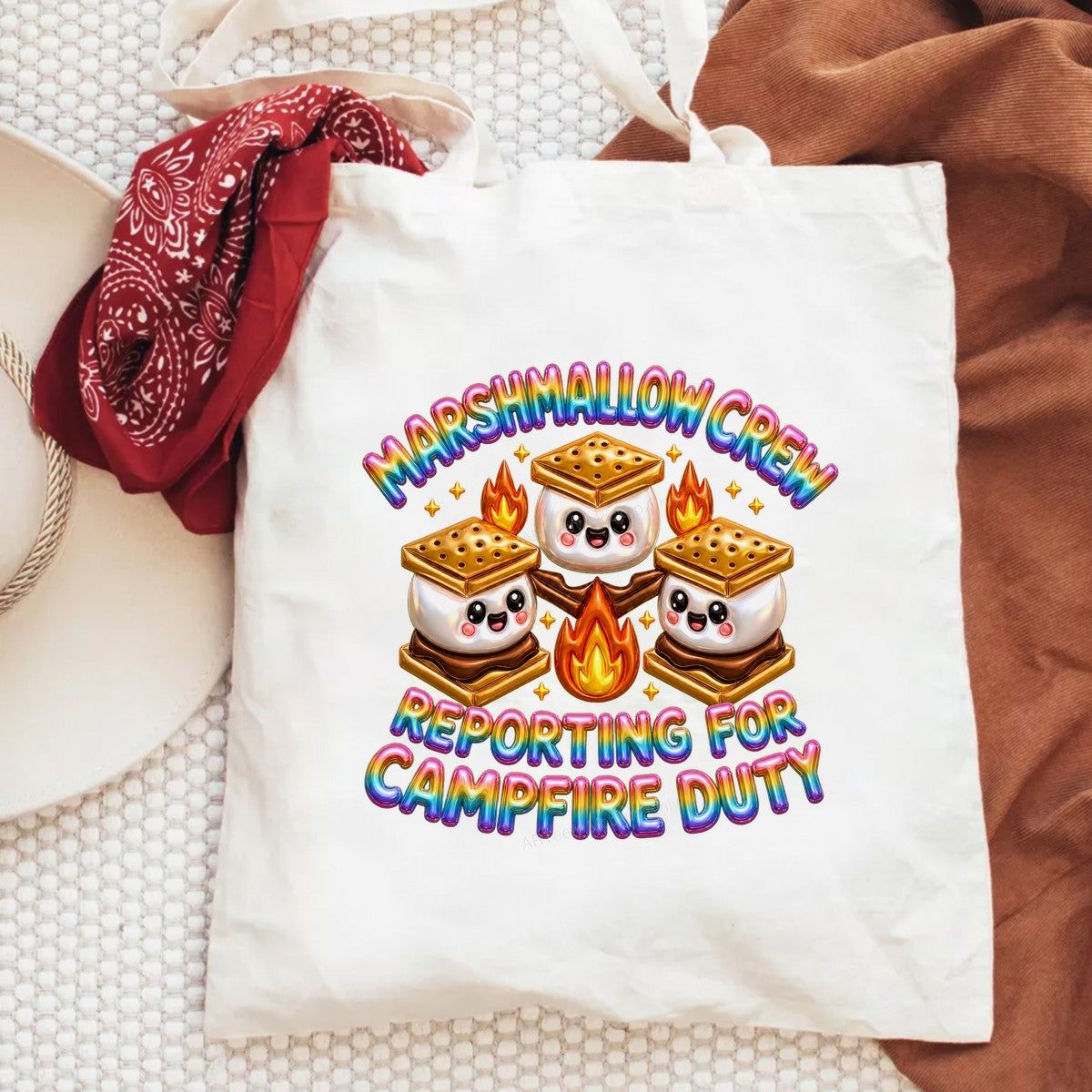 Funny Graphic Transfer Marshmallow Crew Reporting For Campfire Duty Cute S’mores Art for T Shirts Hoodies and Camping Apparel - 6