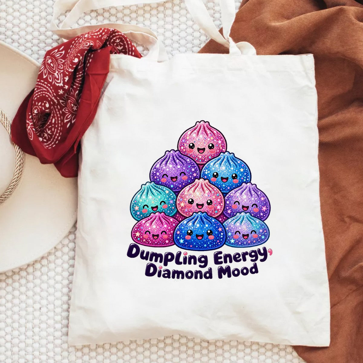 Funny Graphic Transfer Dumpling Energy Diamond Mood Glitter Dumpling Stack for T Shirts Hoodies and Tote Bags - 6