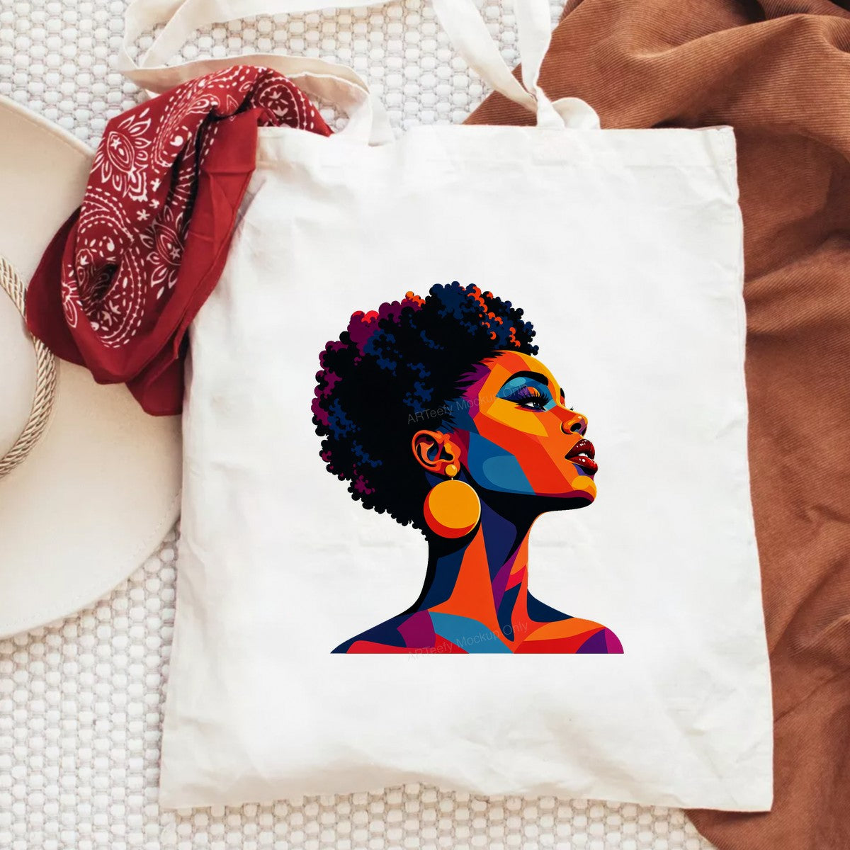 DTF Transfer Afro Woman Portrait Color Block Art Graphic for T Shirts Hoodies and Tote Bags - 6