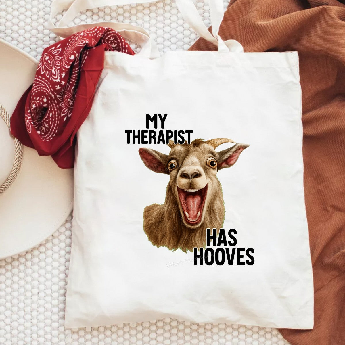 Funny Graphic Transfer My Therapist Has Hooves Goat Illustration for T Shirts Hoodies and Casual Wear - 6