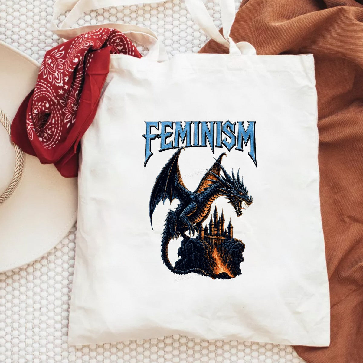 DTF Transfer Feminism Dragon Guarding Castle Fantasy Graphic for T Shirts Hoodies and Tote Bags - 6