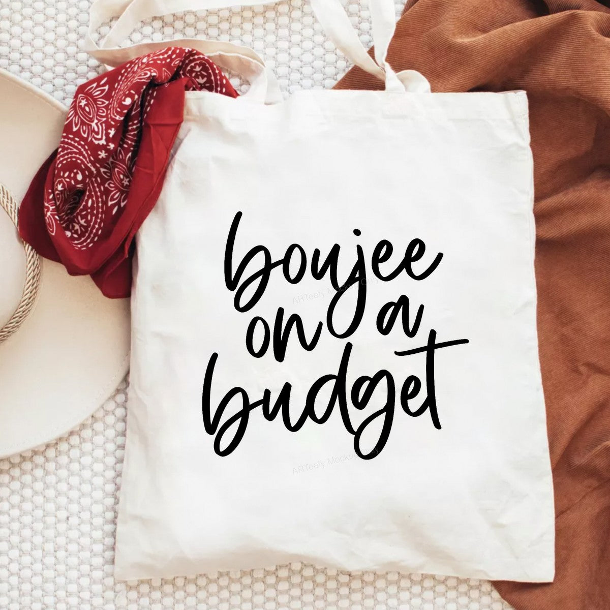 DTF Transfer Boujee On A Budget Script Quote Graphic for T Shirts Hoodies and Tote Bags - 6
