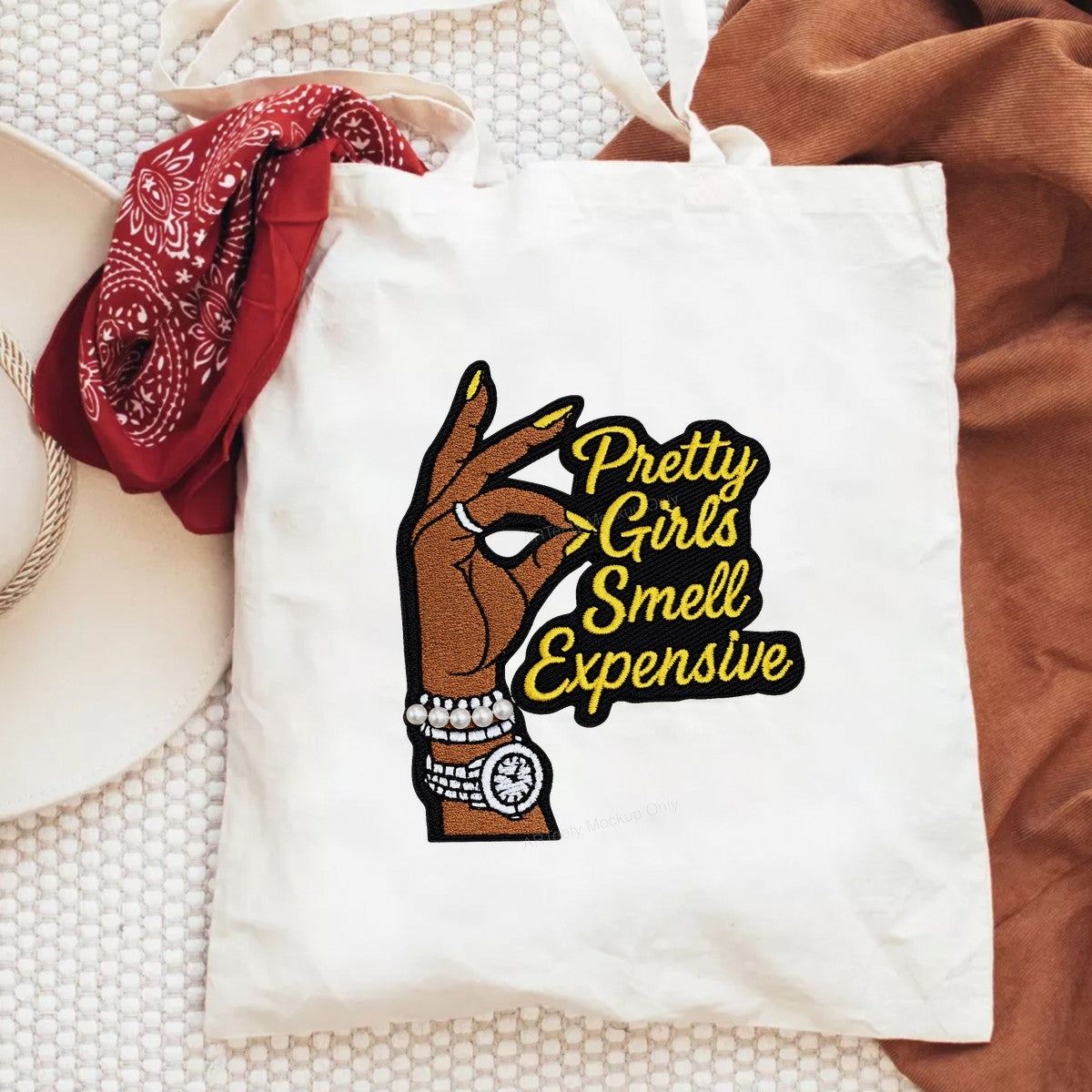 Heat Transfer Patch Pretty Girls Smell Expensive Hand with Jewelry Graphic for T Shirts Hoodies and Tote Bags - 6