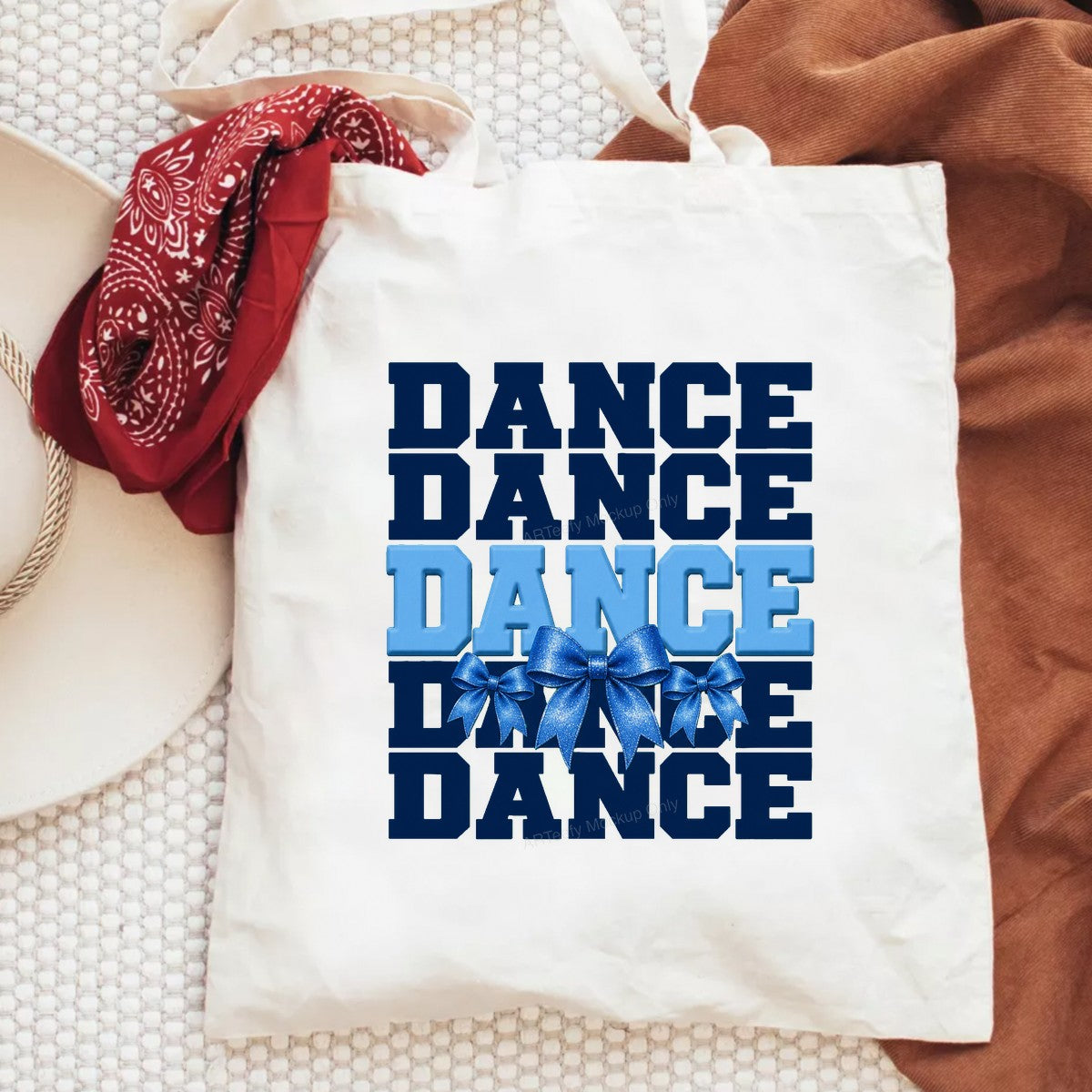 DTF Heat Transfer Dance Cheerleader Blue Bow Block Letter Graphic for T Shirts Hoodies and Tote Bags - 6