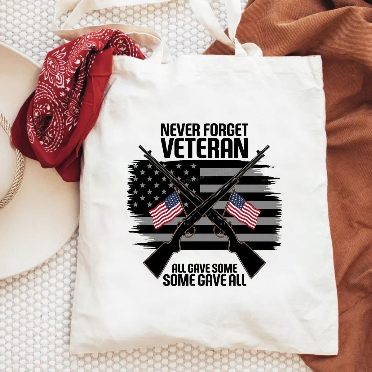 DTF Transfer Never Forget Veteran All Gave Some Quote with American Flag and Rifles for T Shirts Hoodies and Patriotic Apparel - 6