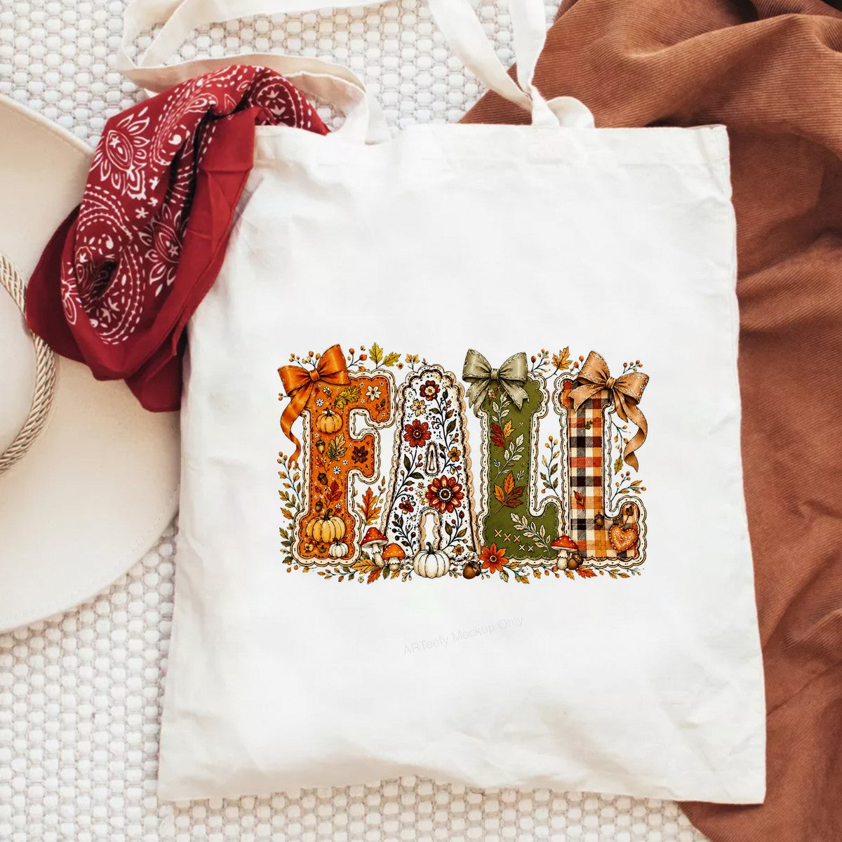 DTF Heat Transfer FALL Floral Pumpkin Plaid Bow Graphic for T Shirts Hoodies and Tote Bags - 6
