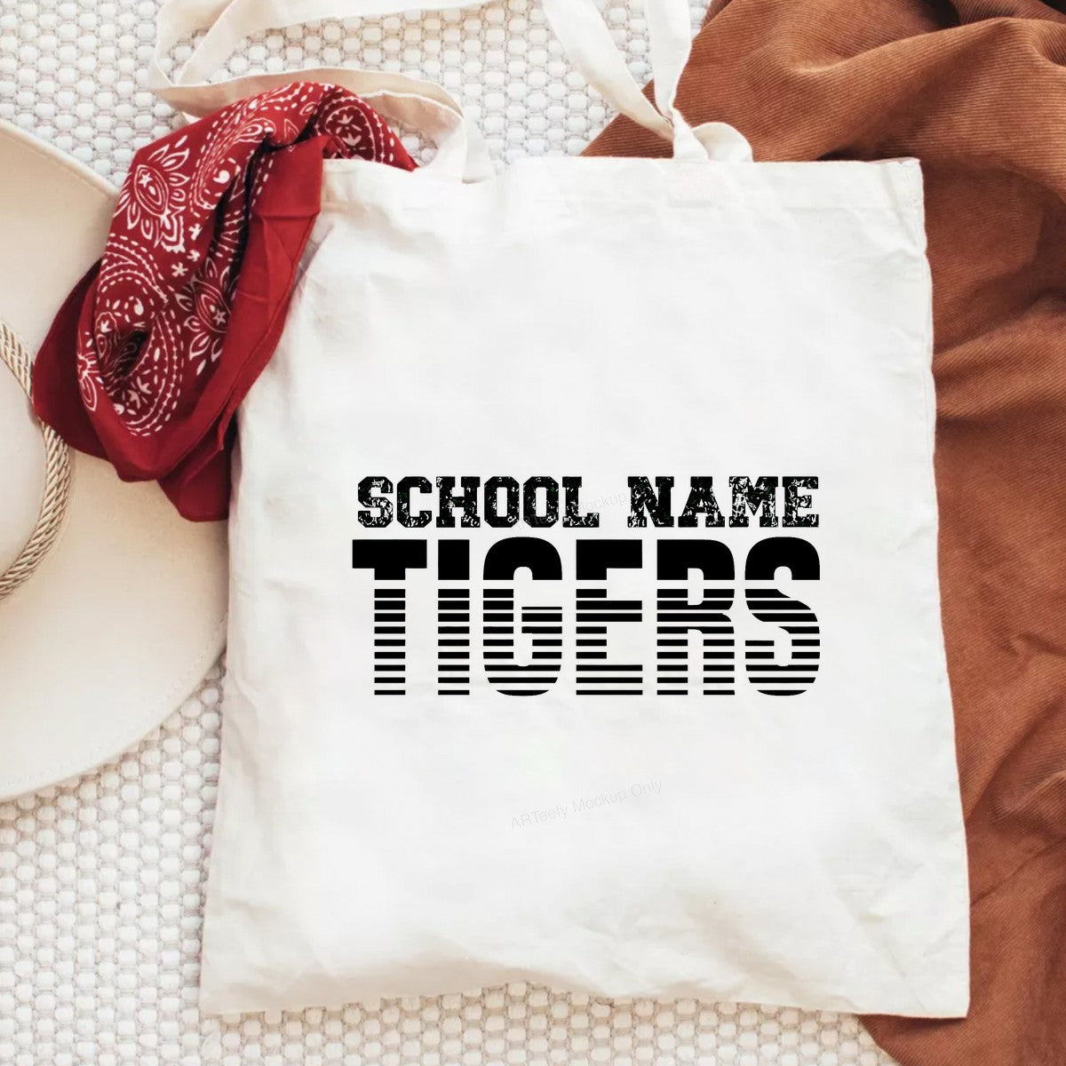 DTF Transfer School Name Tigers Text Graphic Striped Lettering for Team Shirts Hoodies and Spirit Wear - 6