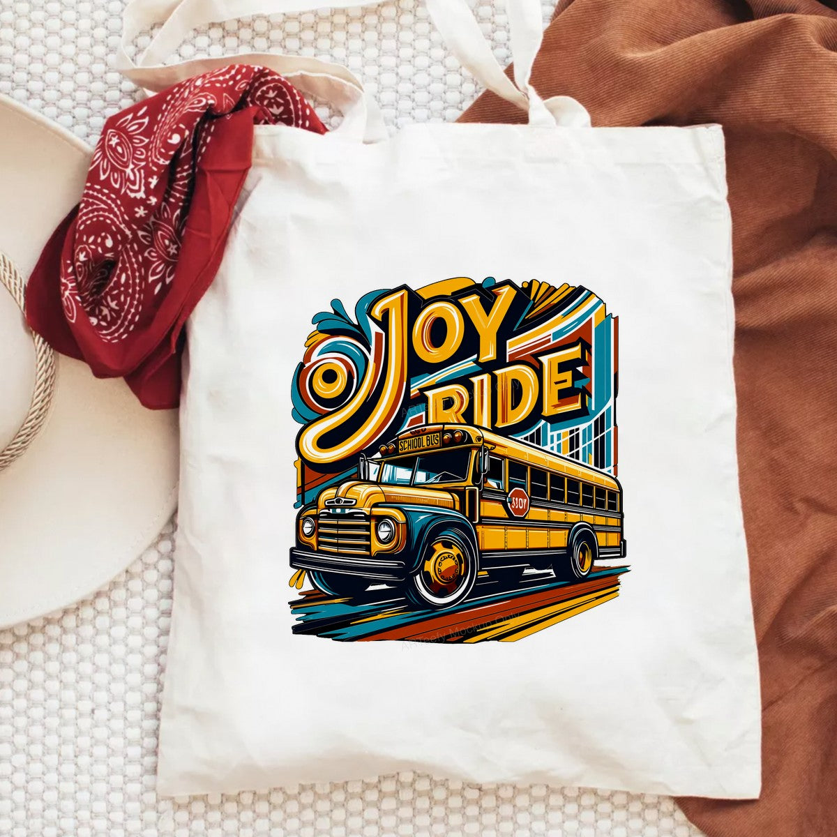 DTF Heat Transfer Joy Ride Retro School Bus Graphic for T Shirts Hoodies and Tote Bags - 6