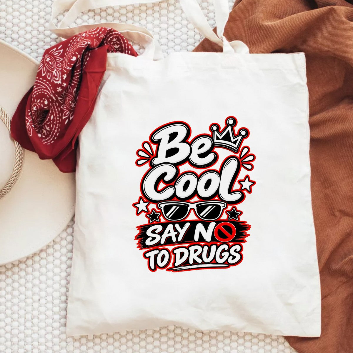 DTF Transfer Be Cool Say No To Drugs Quote Graphic with Sunglasses and Crown for T Shirts Hoodies and Tote Bags - 6