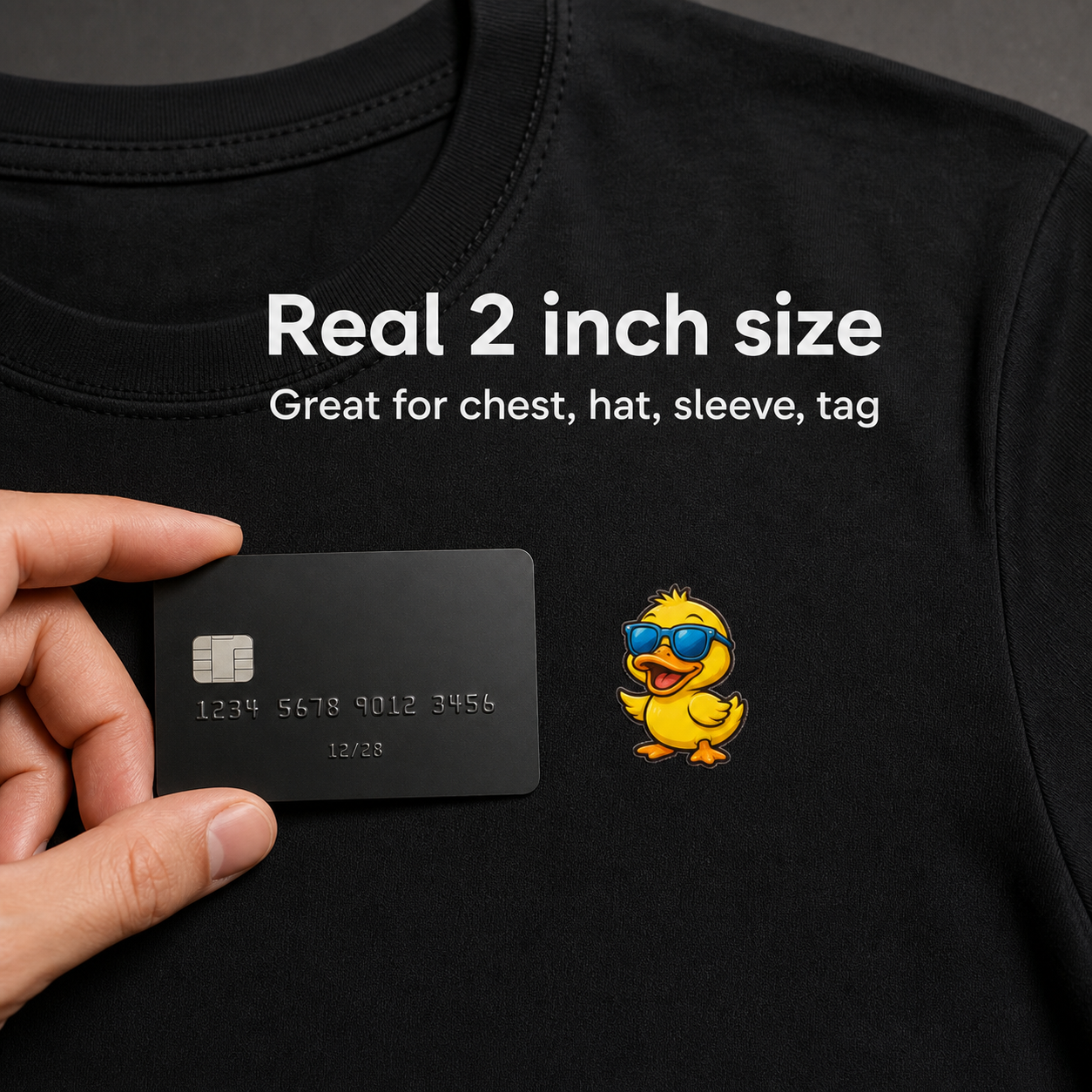 25pcs Custom 2 inch Mini DTF Iron On Transfer [5×5cm] Ready to Press Personalized Heat Transfer Sticker for Neck Label, Sleeve, Hat, Pocket Logo DIY Your Own Design