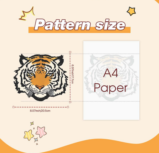 DTF Heat Transfer Iron On Sticker Bold Tiger Design Animal Pattern Sublimation Transfer for Apparel