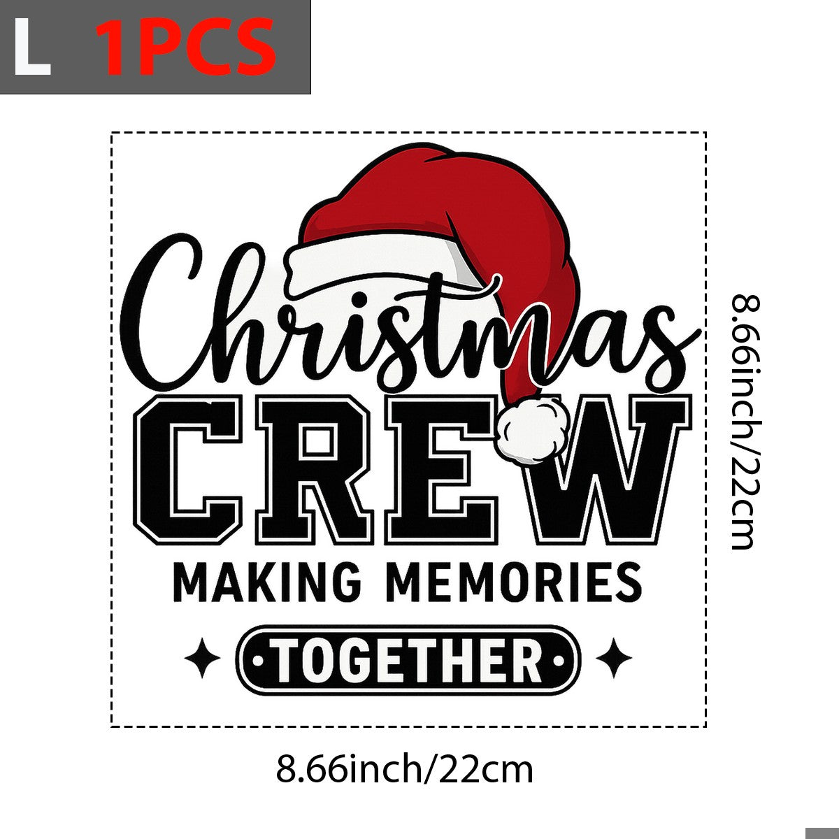 DTF Heat Transfer Iron On Sticker Christmas Crew Santa Hat Graphic for Holiday T Shirts Sweatshirts Family Matching Outfits Home Decor and Christmas Celebrations - 7
